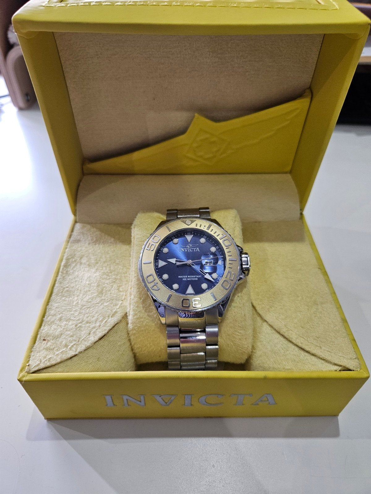 Invicta Pro Diver Herenhorloge - Blauwe Wijzerplaat, Staal, Overige merken, Staal, Gebruikt, Staal