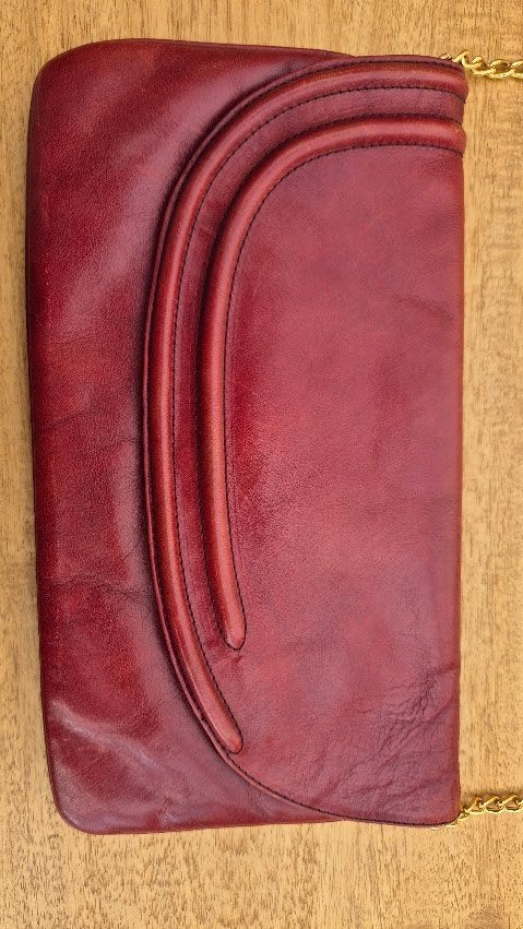 Vintage bordeaux leren galatasje | Fiocchi Italy, Ophalen of Verzenden, Gebruikt, Rood, Handtas