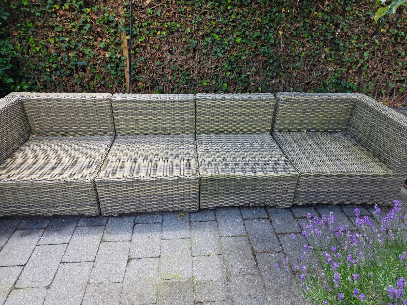 Modulaire wicker loungeset - flexibel op te stellen, Tuin en Terras, Tuinsets en Loungesets, Ophalen, Gebruikt, Loungeset, Wicker