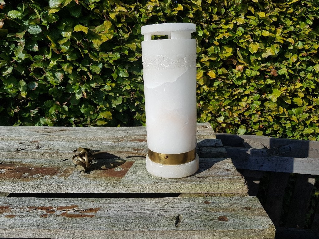 antiek vintage massief marmeren tafellamp met bovenkant, Antiek en Kunst, Ophalen of Verzenden