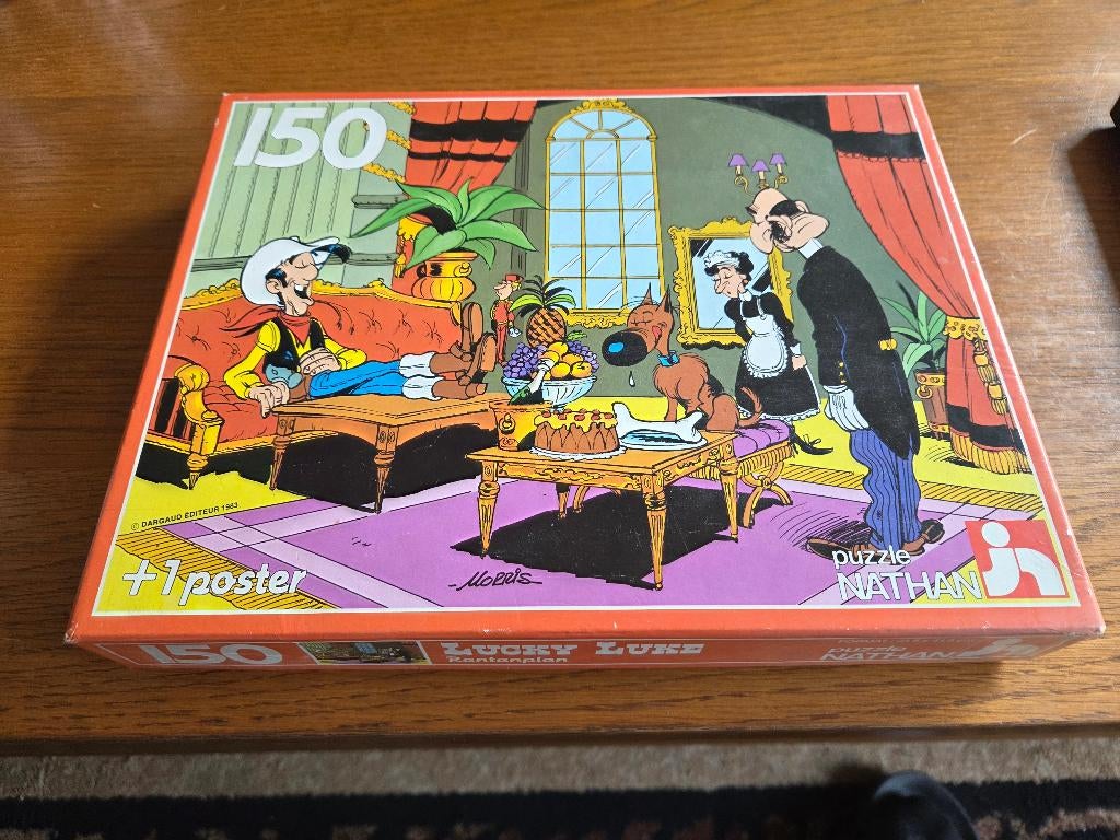 Lucky luke , puzzel 150 stuks 1983, Ophalen of Verzenden, Minder dan 500 stukjes, Zo goed als nieuw, Legpuzzel
