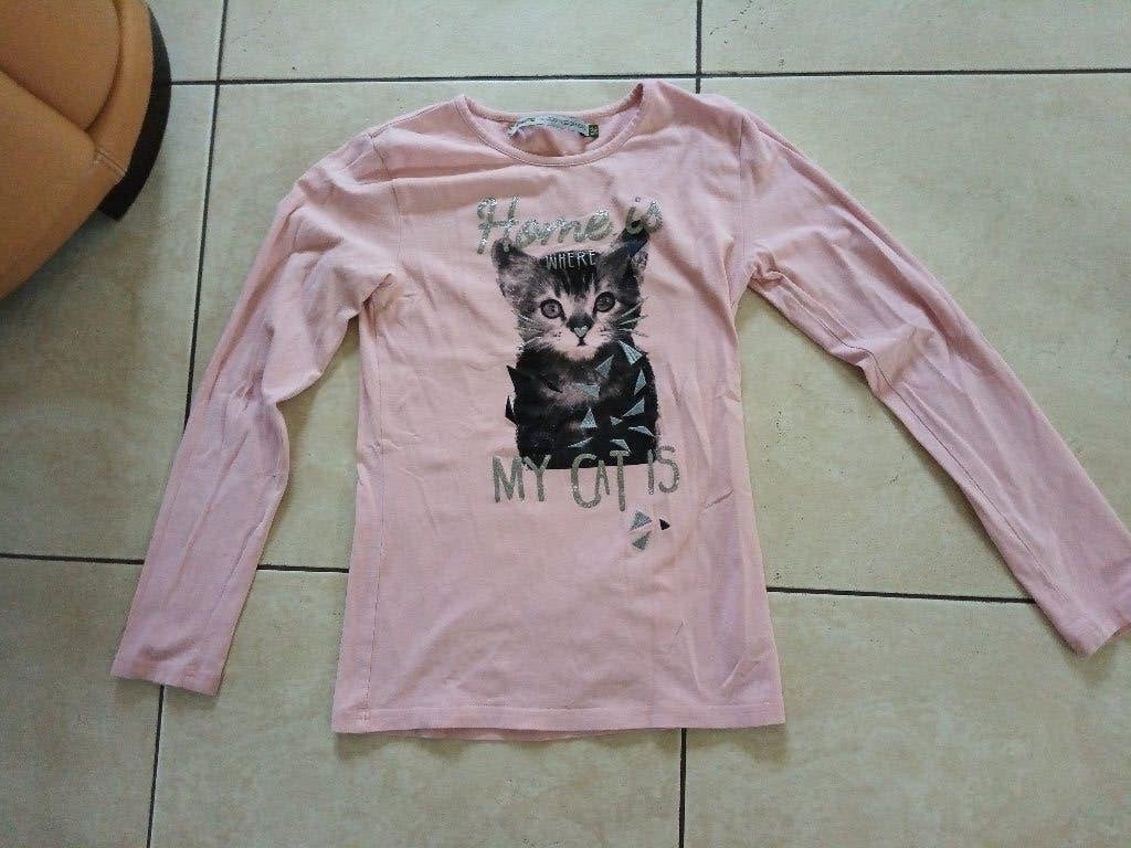 Lichtroze longsleeve Rumbl met kitten (maat 164/170), Meisje, Rumbl, Ophalen of Verzenden, Zo goed als nieuw
