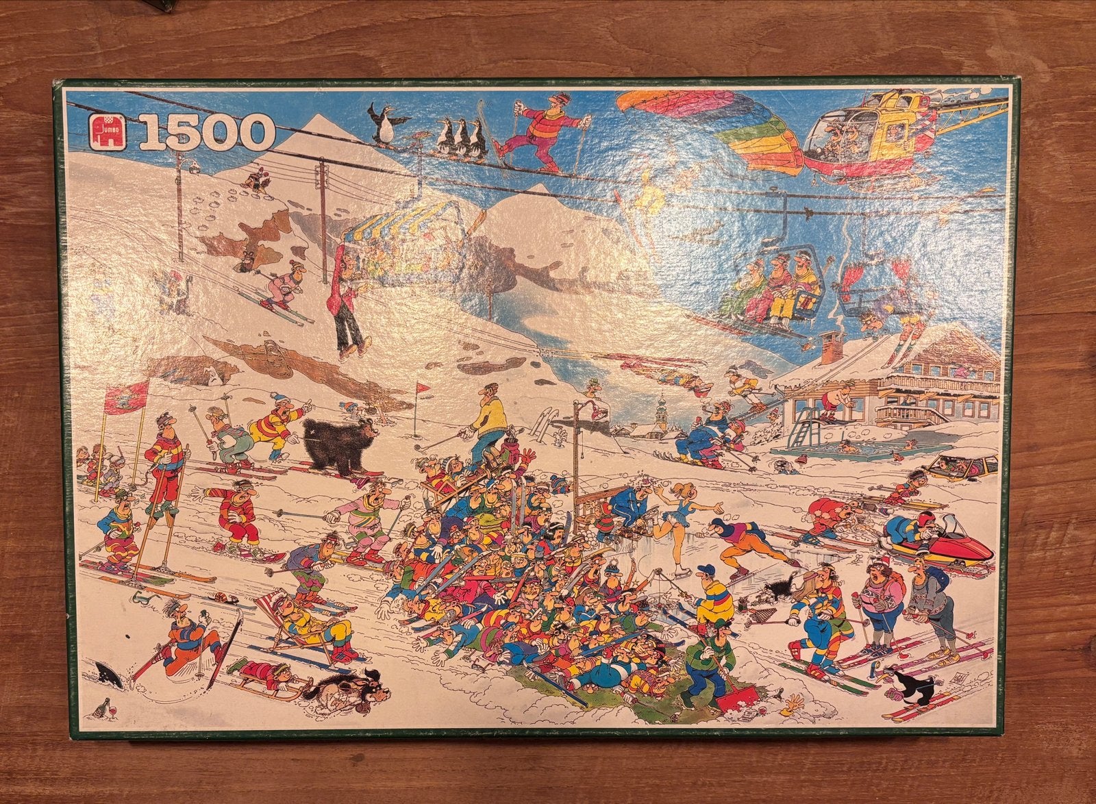 Legpuzzel 1500 stukjes - Wintersport chaos, Ophalen, 500 t/m 1500 stukjes, Gebruikt, Legpuzzel