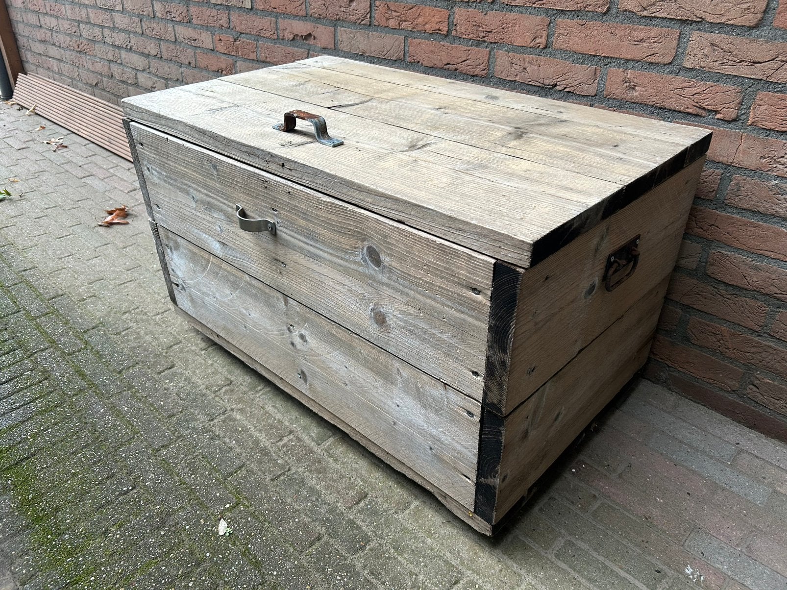 Robuuste houten kist - pakketbox, Ophalen, 50 – 75, Gebruikt, 100 tot 150 cm