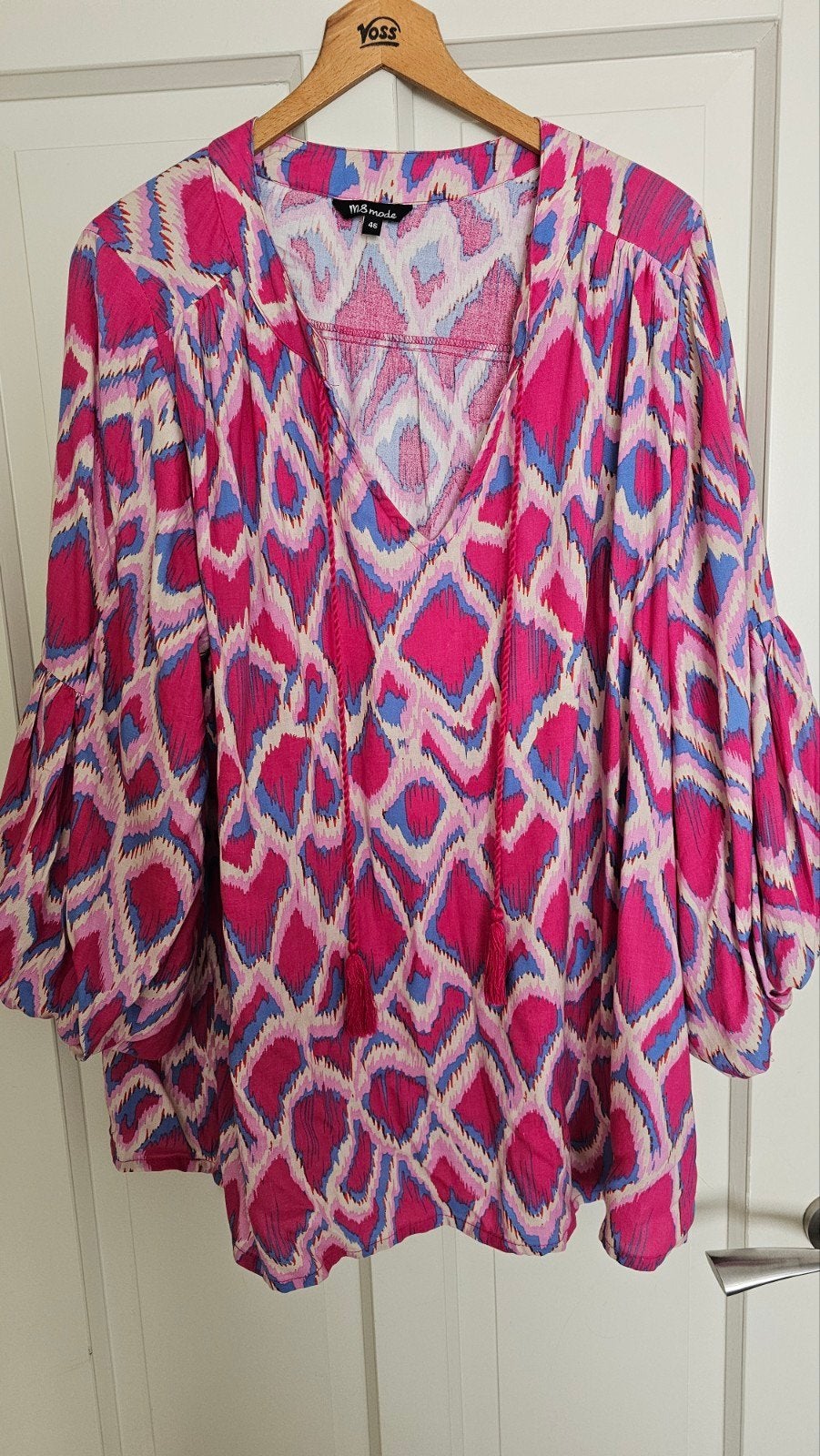 Nieuw. MS Mode Blouse met kleurrijke print en pofmouwen, Meerkleurig, Maat 46/48 (XL) of groter, Ophalen of Verzenden, Zo goed als nieuw