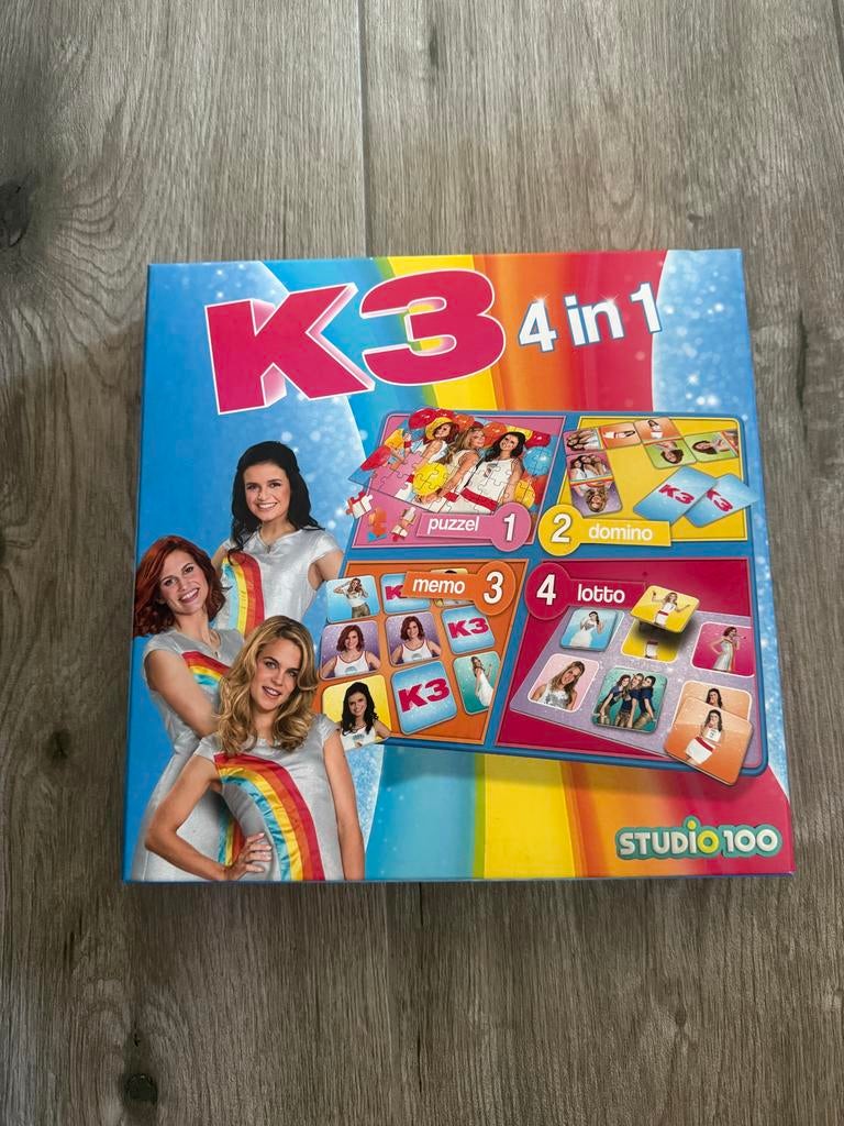 K3 4-in-1 Spel: Puzzel, Domino, Memo, Lotto, Een of twee spelers, Ophalen of Verzenden, Gebruikt