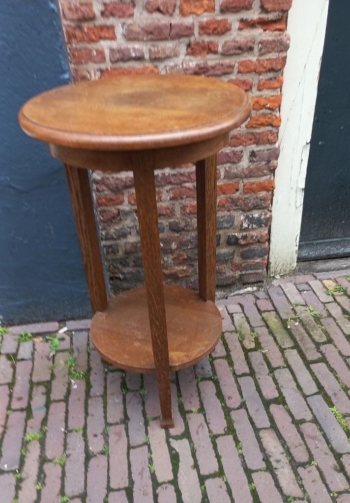 Bijzettafel platentafel tafeltje eiken 77 cm hoog, Ophalen of Verzenden