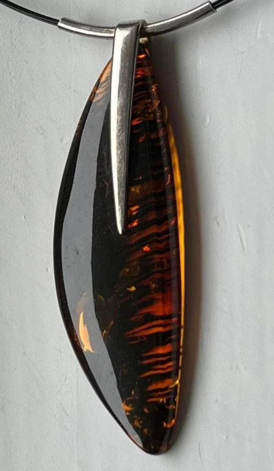 Zilveren ketting/collier met Barnsteen, Ophalen of Verzenden, Zilver, Ketting