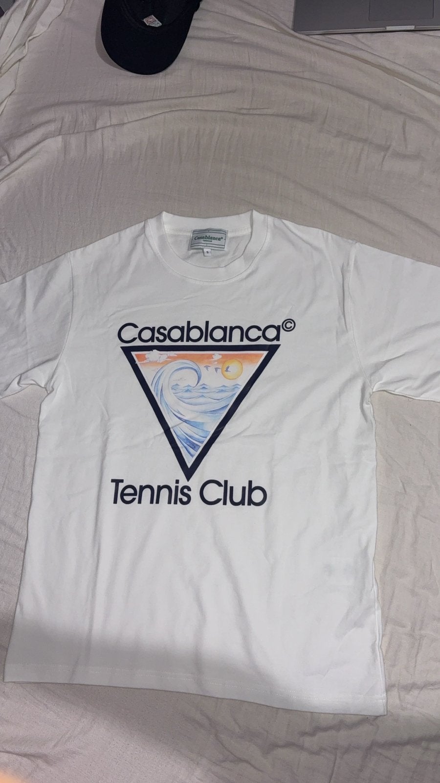 Casablanca Tennis Club T-shirt - Maat S (valt als M), Ophalen of Verzenden, Gedragen, Maat 48/50 (M), Wit