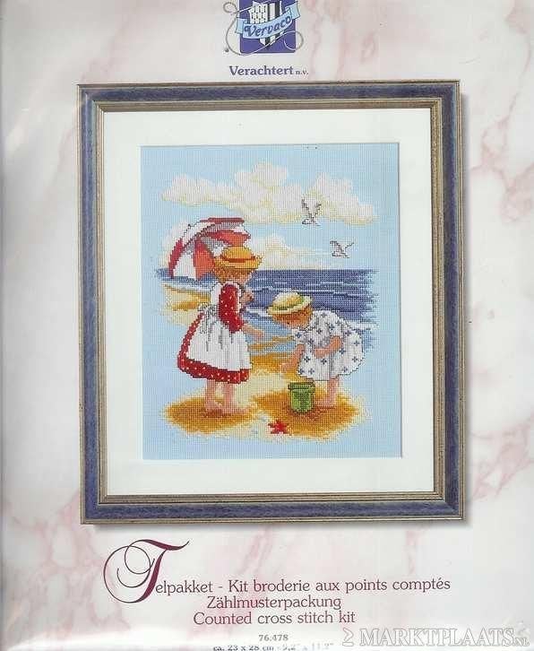 Borduurpakket Meisjes op het strand 76478, ., Nieuw, Ophalen of Verzenden, .