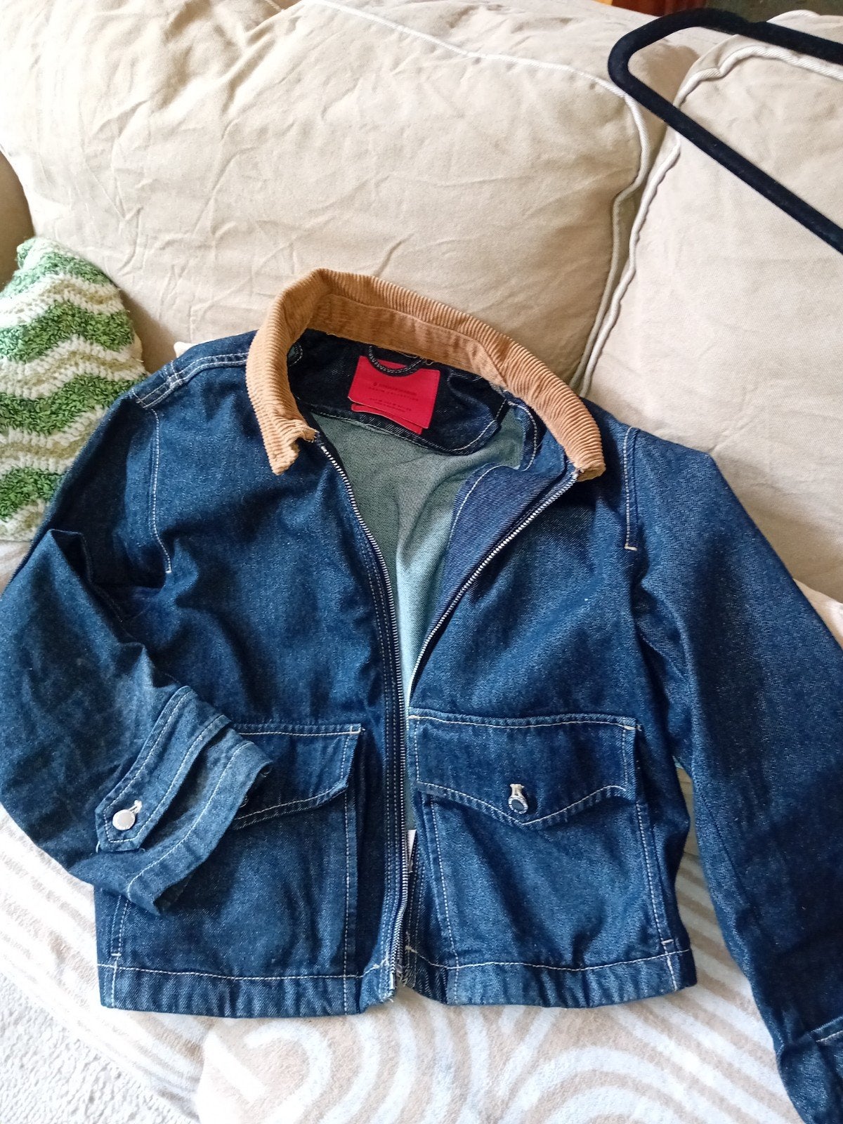 Stradivarius spijkerjack met corduroy kraag, Blauw, Zo goed als nieuw, Stradivarius, Ophalen