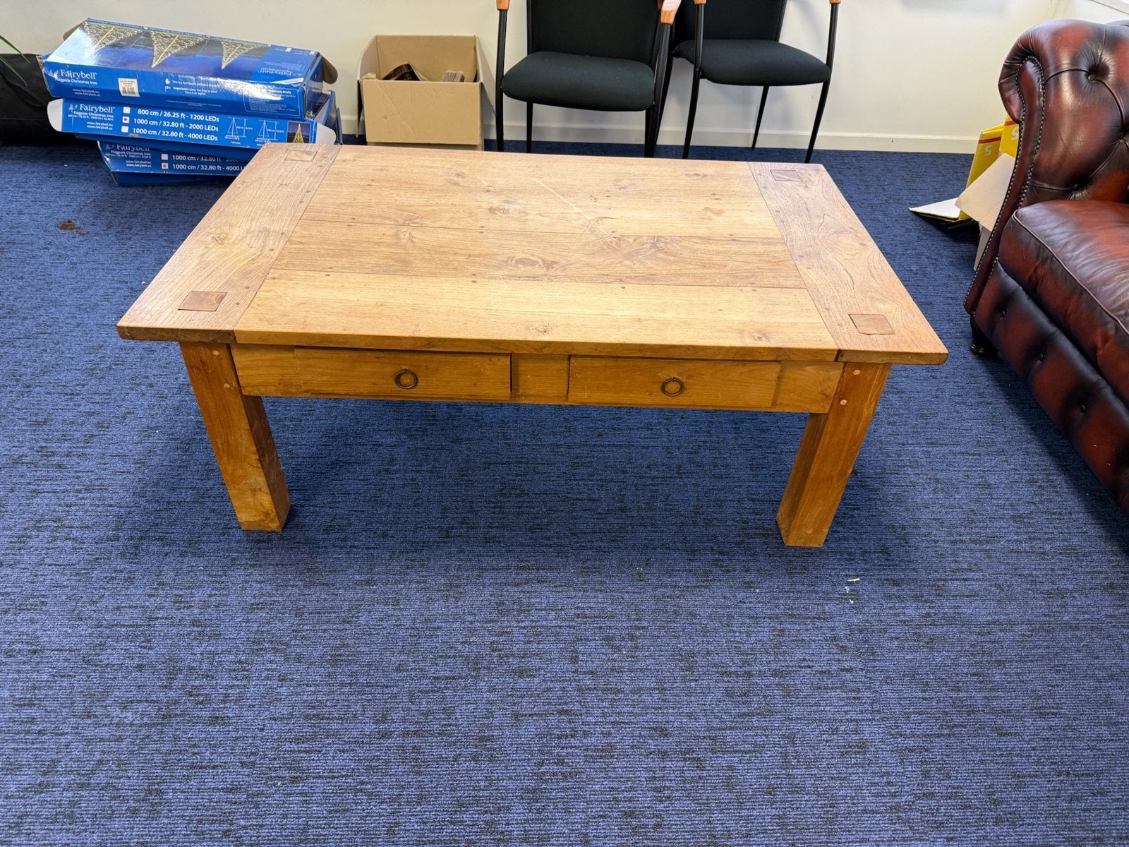 Teakhouten salontafel, Ophalen, 50 – 75, Gebruikt, 100 tot 150 cm