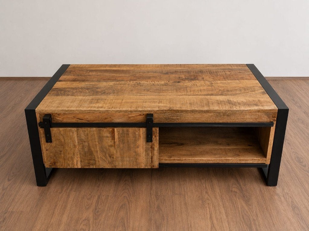 Salontafel Huus Dominique mangohout en staal, Ophalen, Zo goed als nieuw