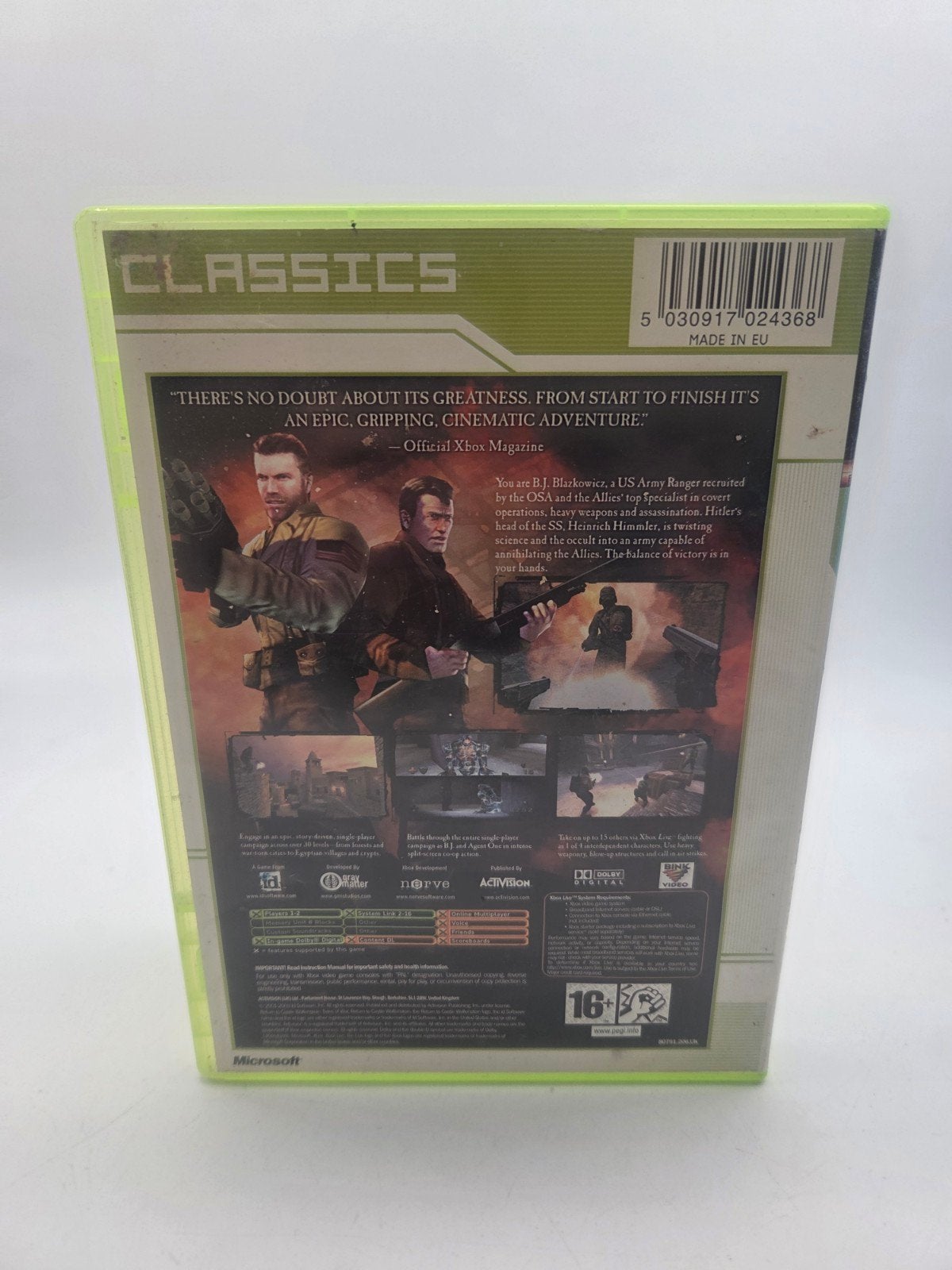 Return to Castle Wolfenstein: Tides of War Xbox, Spelcomputers en Games, Online, Shooter, Activision, 1 speler