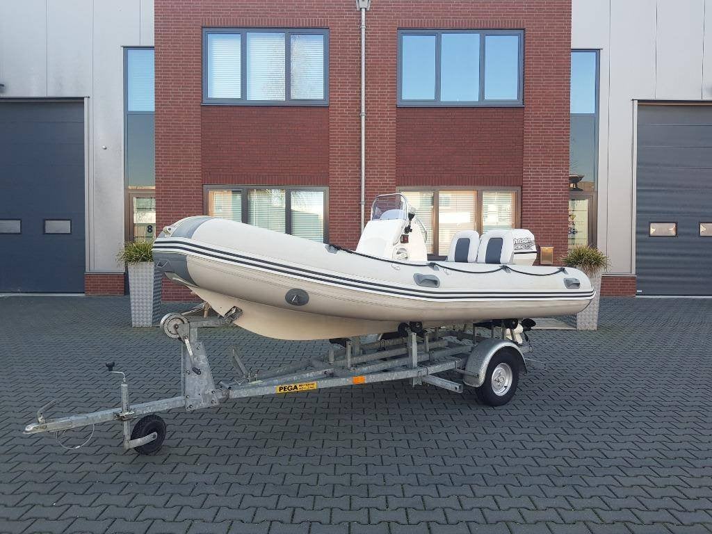 Nette Base Marine RIB 420, 50 PK Johnson, PEGA kanteltrailer, Ophalen, Gebruikt, Minder dan 70 pk, Elektrische start