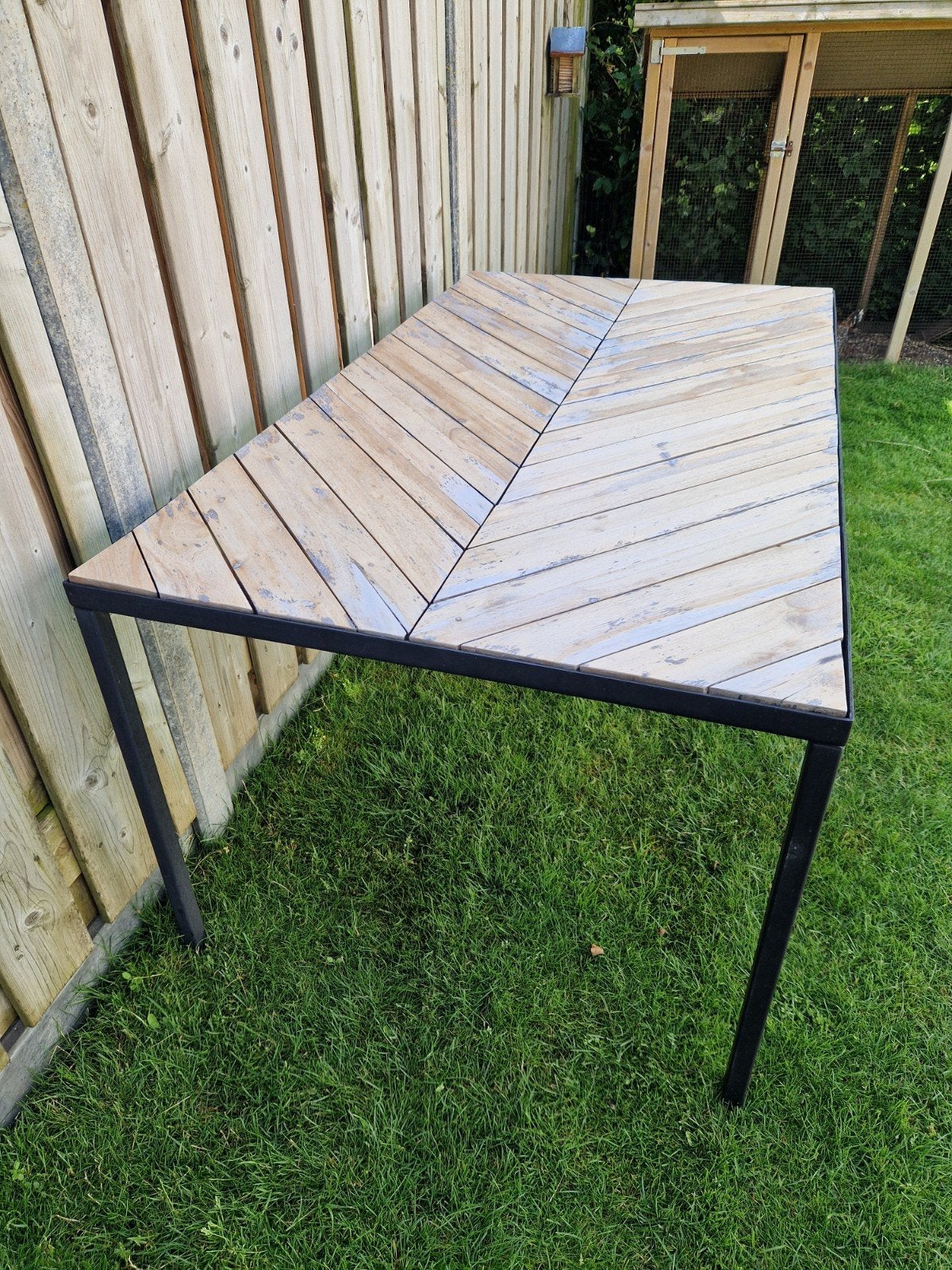 Tuintafel visgraat, Ophalen, Gebruikt, Rechthoekig, Hout