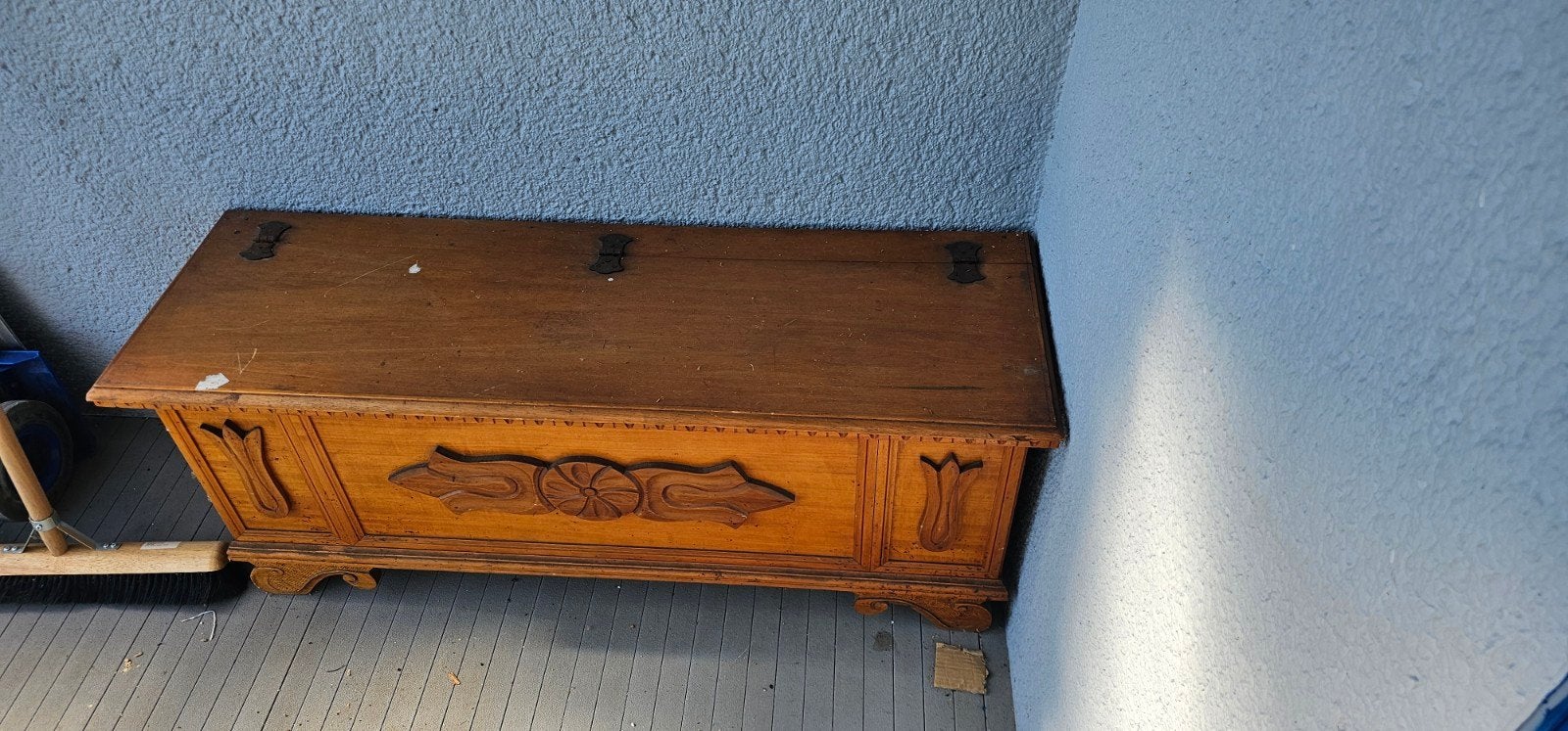 antieke houten kist, dekenkist, Ophalen