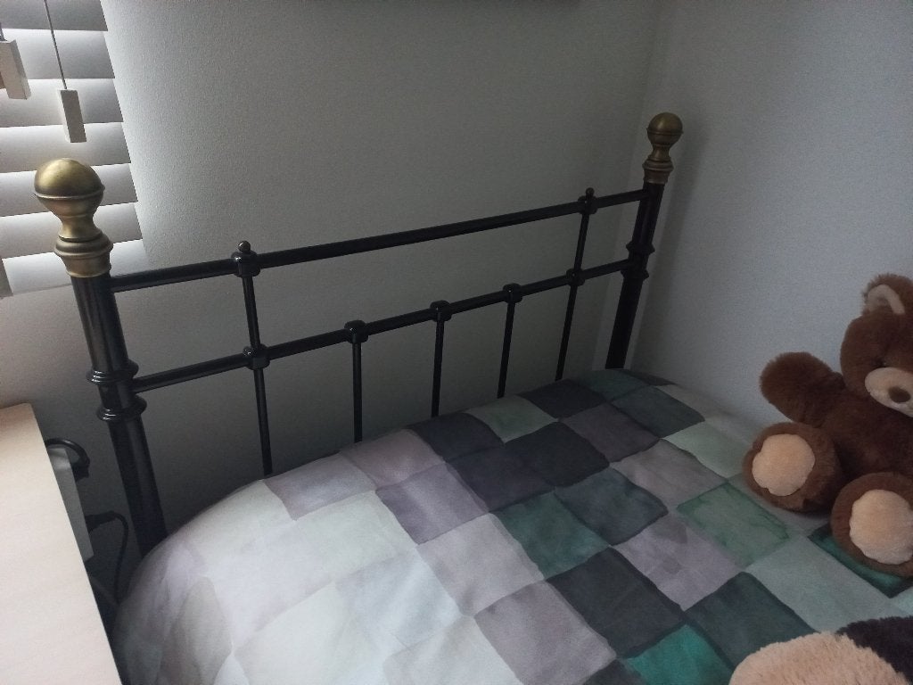 Spijlenbed zwart, Ophalen, 90 cm, Eenpersoons, Zwart