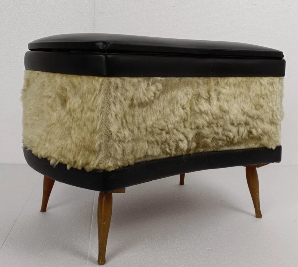 Vintage Retro Naaidoos Mand / Zitpoef, Ophalen of Verzenden