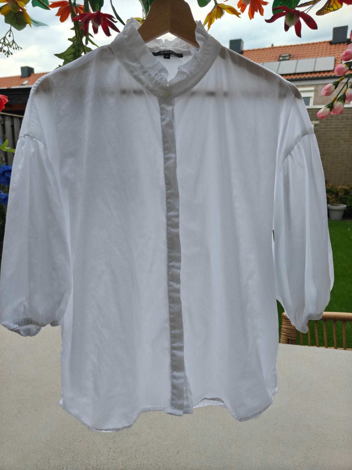 Witte blouse van Purdey, maat 40, 100% katoen, Maat 38/40 (M), Wit, Ophalen of Verzenden, Purdey