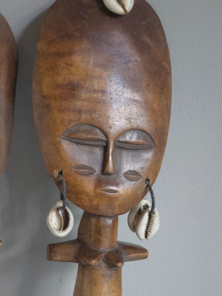 Prachtige set vintage Ashanti Vruchtbaarheidspoppen Ghana, Afrika, Ophalen of Verzenden, 30 cm, Ritueel object