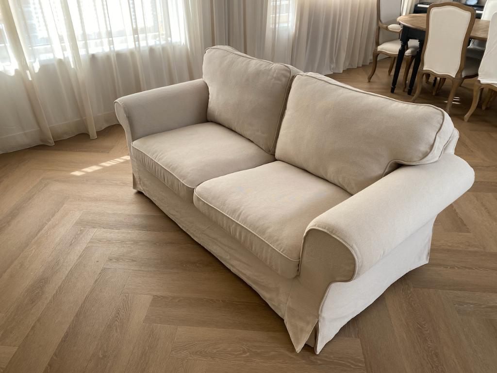 IKEA EKTORP 2-zitsbank – Hallarp beige, Huis en Inrichting, Banken | Bankstellen, Ophalen, 150 tot 200 cm, Tweepersoons, 75 tot 100 cm