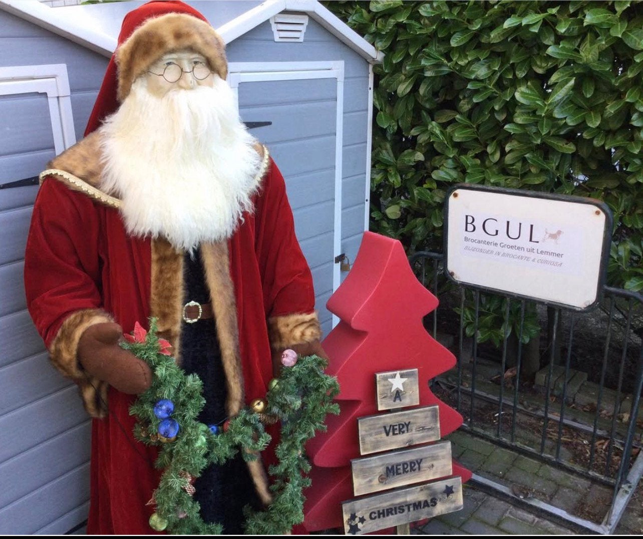 VINTAGE DECORATIE OBJECT LEVENSGROTE KERSTMAN