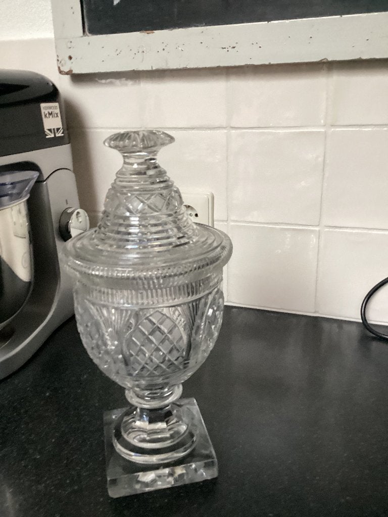 Antieke kristallen pot voor bonbon, koekjes/watten, Ophalen of Verzenden