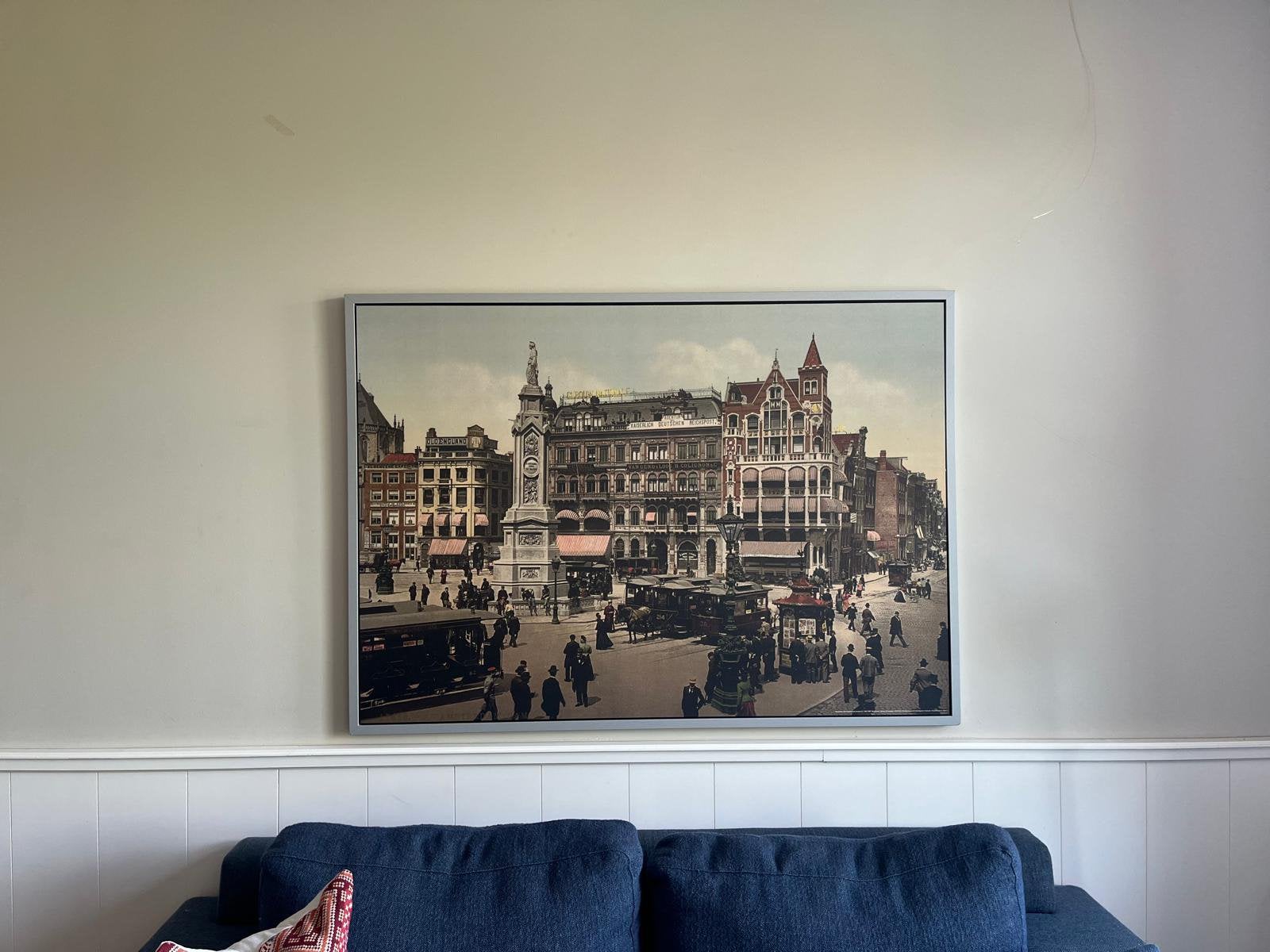 Amsterdam Dam square large picture painting, Antiek en Kunst, Kunst | Tekeningen en Foto's, Ophalen