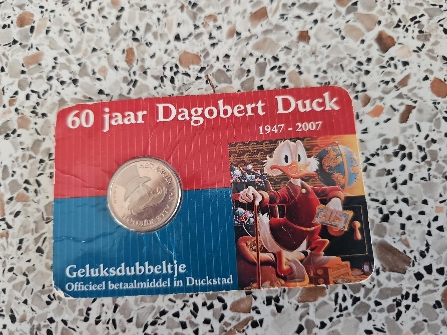 Donald Duck Geluksdubbeltje 60 jaar Dagobert Duck, Postzegels en Munten, Ophalen of Verzenden, Overige waardes, Losse munt