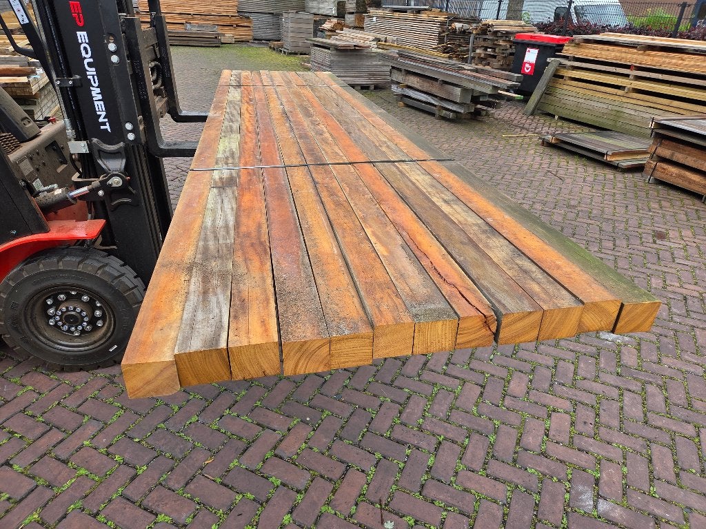 12 Hardhouten palen 70x75 mm / 4.00 m lang - nr: HB418, Ophalen, Palen, Nieuw, Hardhout