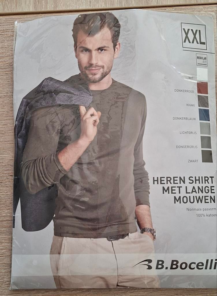 B.Bocelli Heren Shirt Lange Mouwen - Zwart - XXL, Ophalen of Verzenden, Nieuw, Zwart, B.Bocelli