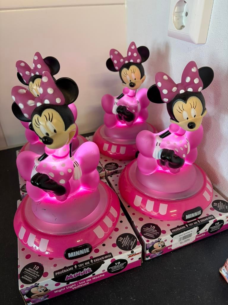 4 x nachtlamp minnie mouse, Kinderen en Baby's, Kinderkamer | Inrichting en Decoratie, Ophalen of Verzenden, Zo goed als nieuw