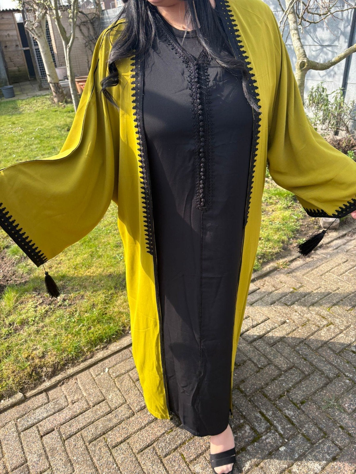 Elegante Abaya met borduursel, Meerkleurig, Maat 42/44 (L), Nieuw, Ophalen of Verzenden