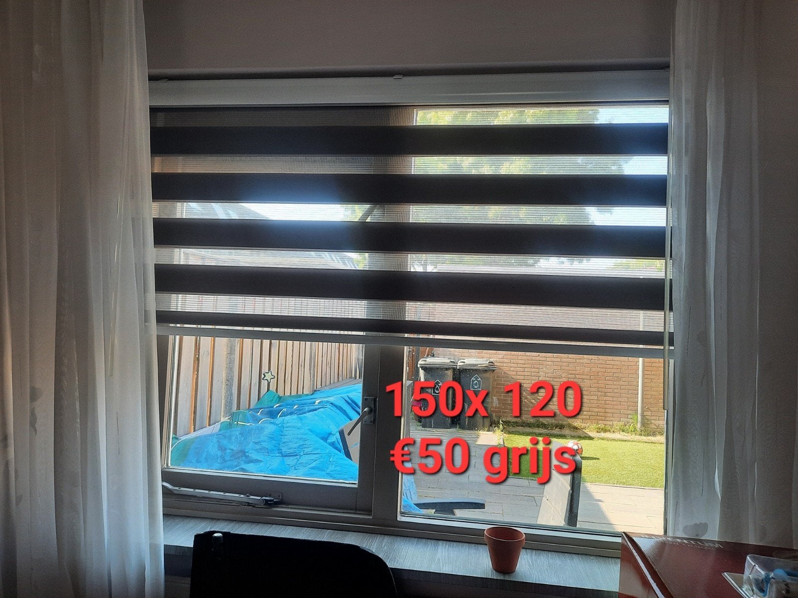 Duo rolgordijn grijs 150x120 cm, Ophalen of Verzenden, Zo goed als nieuw, Grijs, Duo rolgordijn