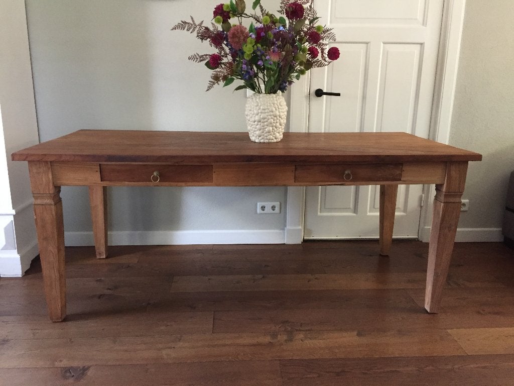 Grote massieve teak (eet) tafel, Ophalen, Gebruikt, Teakhout, 200 cm of meer
