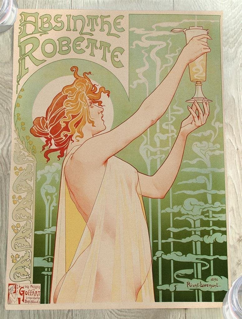 Absinthe Robette Art Nouveau Kunst Poster Affiche, Verzenden, Nieuw, A1 t/m A3, Film en Tv