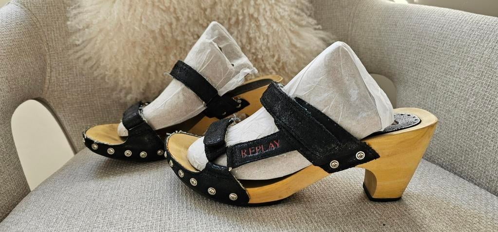 Replay sandaaltjes - Maat 38, Ophalen, Zwart, Replay, Sandalen of Muiltjes