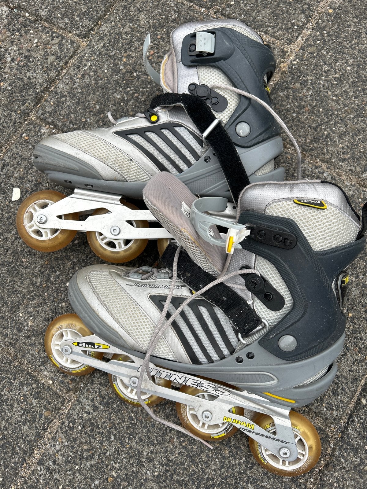 Rollerblades maat 46, gebruikt, Sport en Fitness, Skeelers, Ophalen, Gebruikt, Inline skates 4 wielen