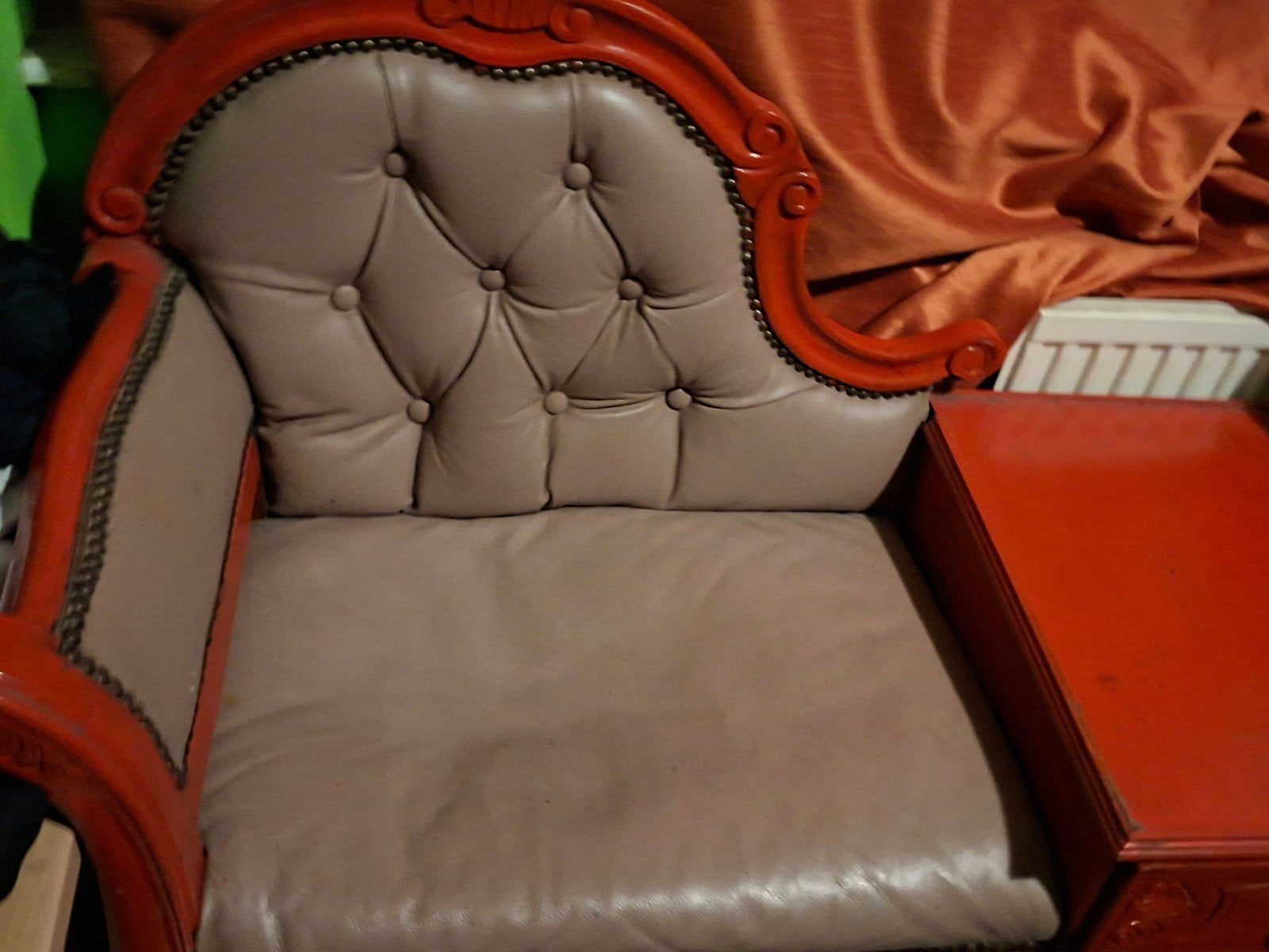 Vintage fauteuil met geïntegreerde bijzettafel, Ophalen