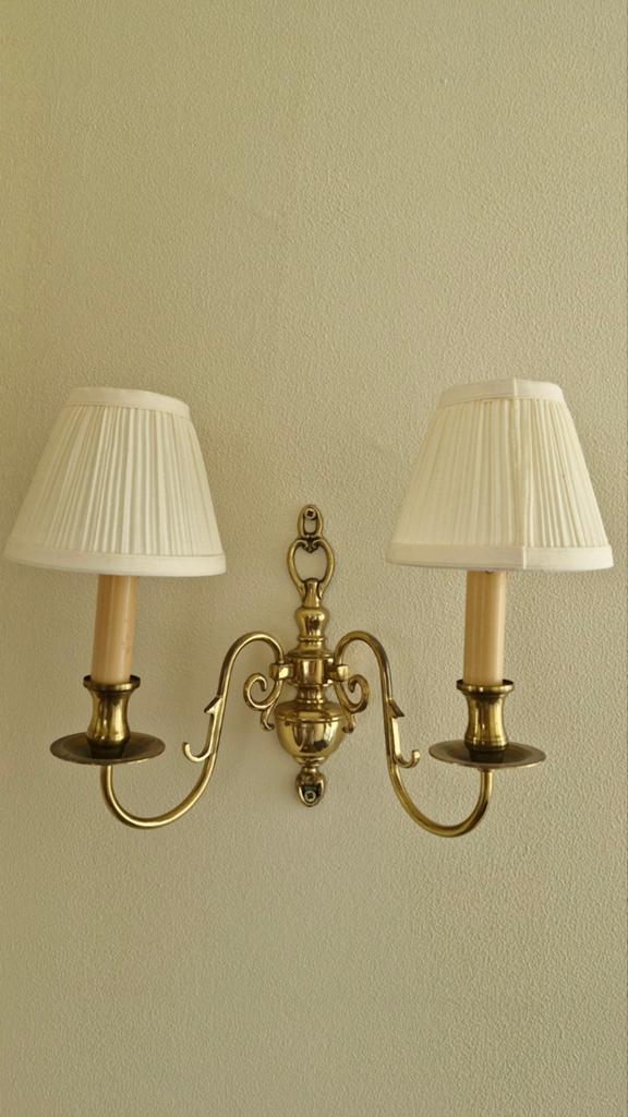 Vintage Messing Wandlampje met Twee Lichtpunten, Ophalen, Gebruikt, Metaal