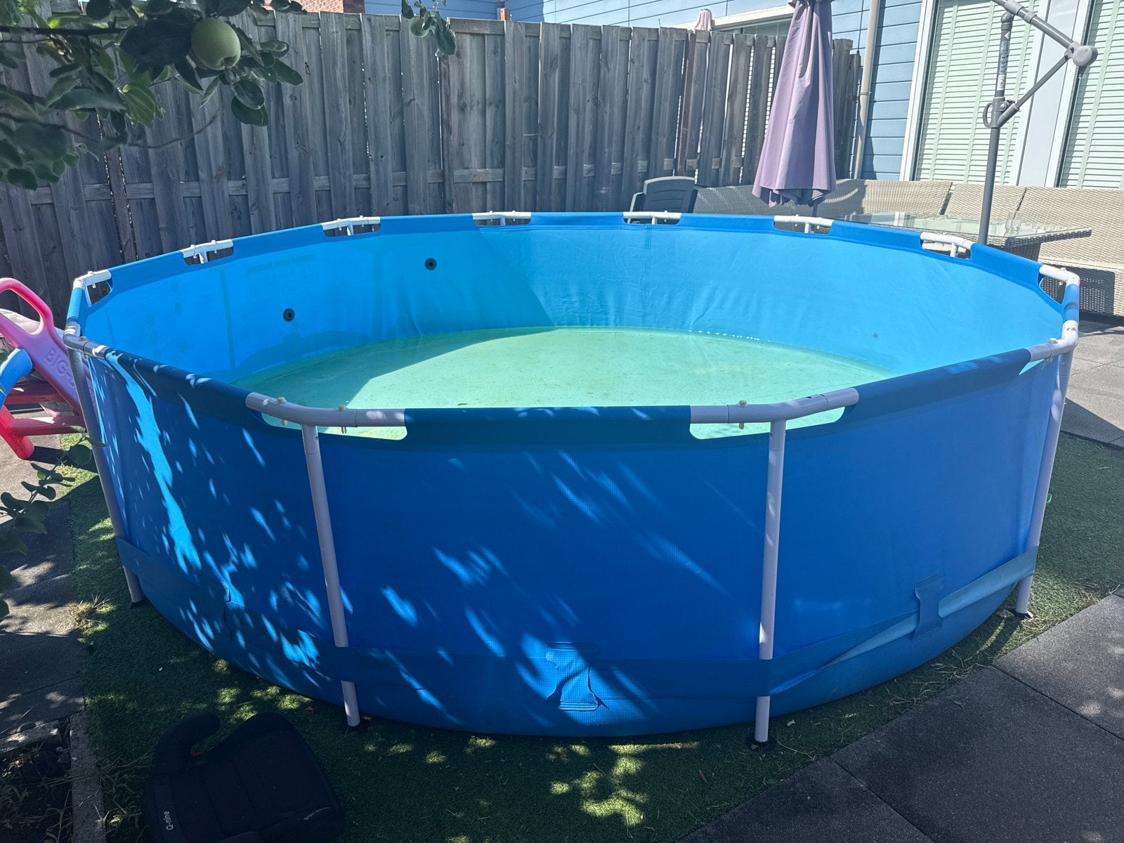 Groot opzetzwembad - Ideaal voor de zomer!, Gebruikt, 80 tot 120 cm, Rond, 300 cm of meer