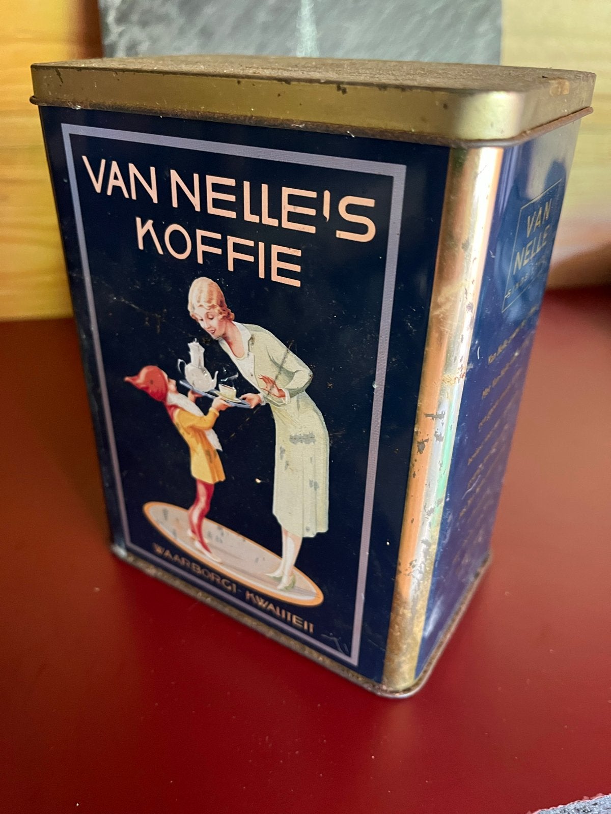 Diverse decoratie: Van Nelle koffieblik, potten, barometer, Vintage, Gebruikt, Meerkleurig, Ophalen of Verzenden