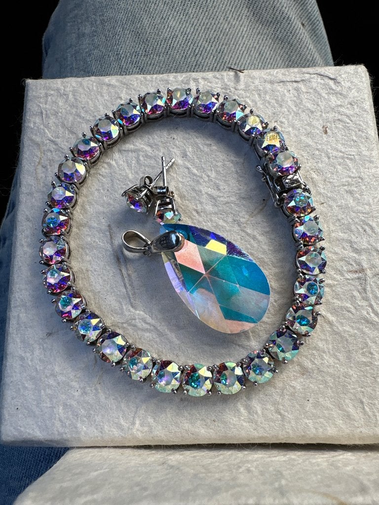 Schitterende Armband en Oorbellen Set met Kristallen, Met kristal, Overige materialen, Overige kleuren, Ophalen of Verzenden
