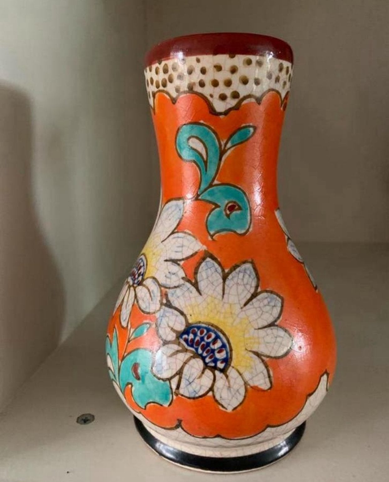 Vintage vaasje met bloemmotief, Antiek en Kunst, Ophalen of Verzenden