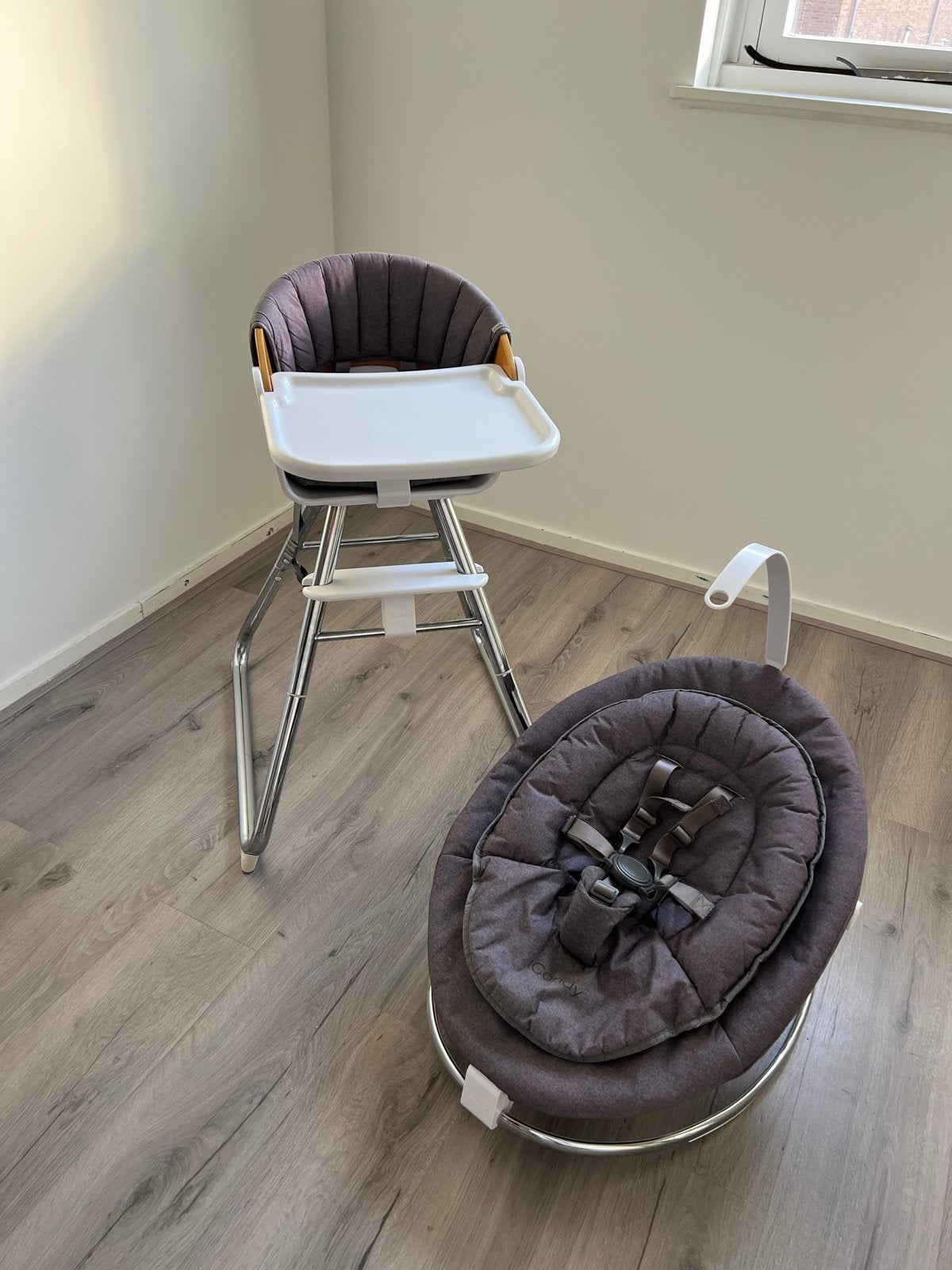 iCandy kinderstoel met baby opzetstuk en eetblad, Ophalen, Zo goed als nieuw, Meegroeistoel, Afneembaar eetblad