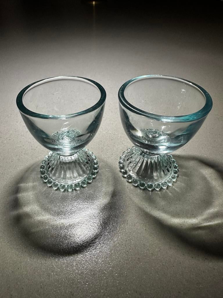 Oliver Bonas glazen eierdopjes – Blauw (set van 2), Ophalen of Verzenden, Gebruikt, Overige typen