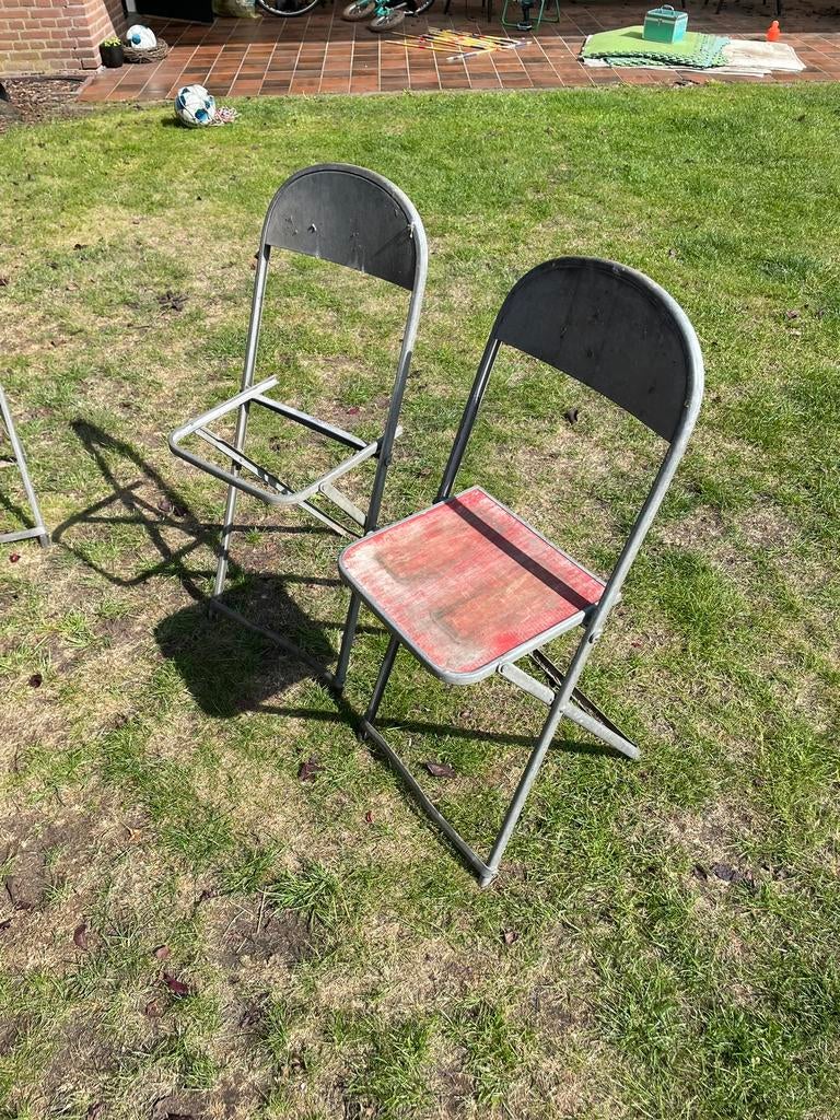7 retro Heineken stalen klapstoelen – Vintage horeca/café, Ophalen, Gebruikt, Overige typen, Heineken