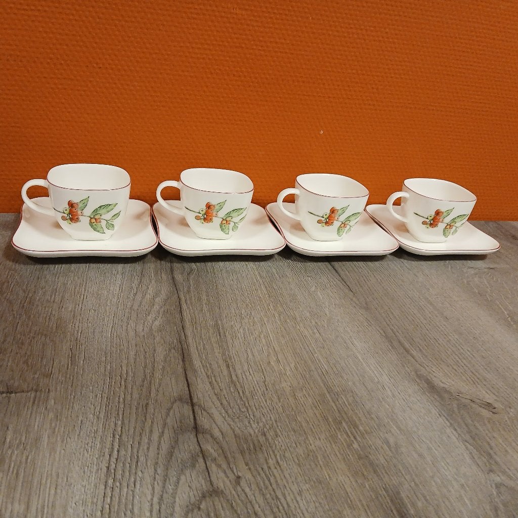Villeroy & Boch Vivo koffiekoppen met schotel, Villeroy & Boch, Ophalen of Verzenden, Zo goed als nieuw, Overige stijlen