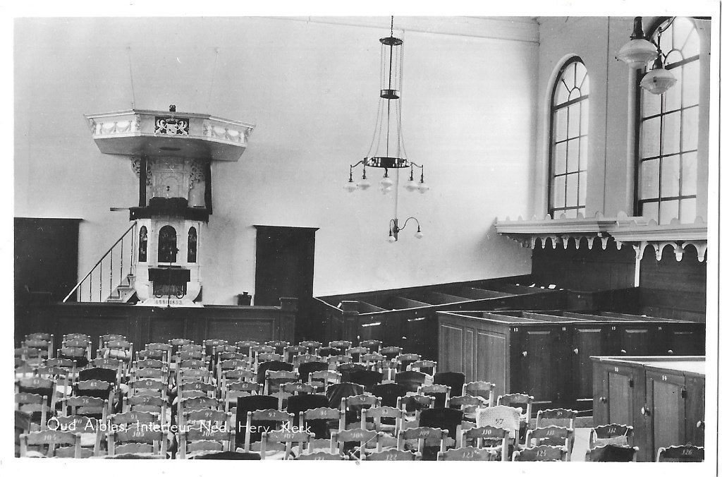 AK Oud Alblas - Interieur Ned. Herv. Kerk, Verzenden, 1960 tot 1980, Ongelopen, Zuid-Holland